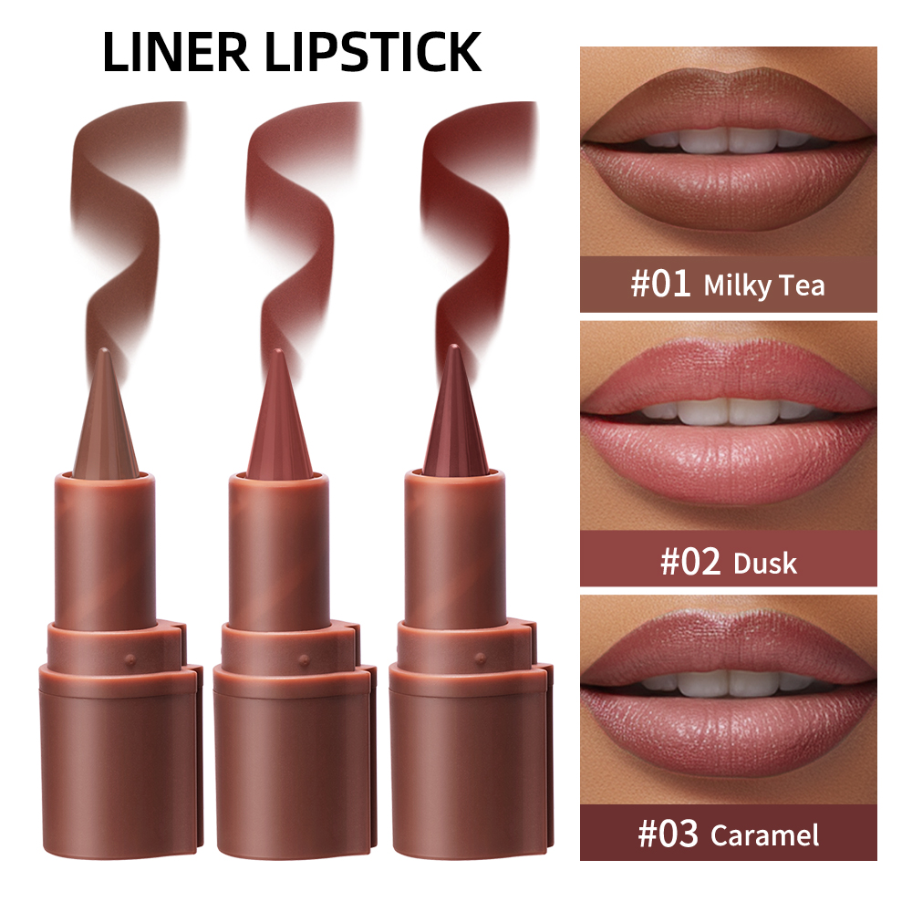 Matte Velvet Lip Tint Long Lasting - 5色グラデーションリップクレヨンマットベルベットリップライナー防水ノントランスファー滑らかな輪郭ティントブラックブラウン長持ちデイリーリップメイクアップコスメティック