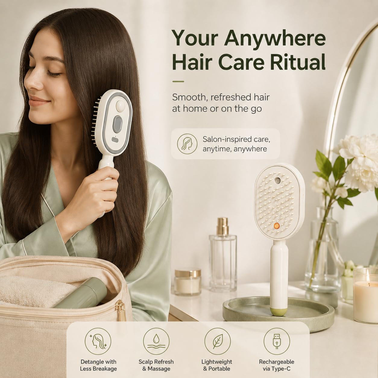 電動スプレーヘアマッサージコーム 2in1 ミストヘアブラシ - Massage のレビューと価格