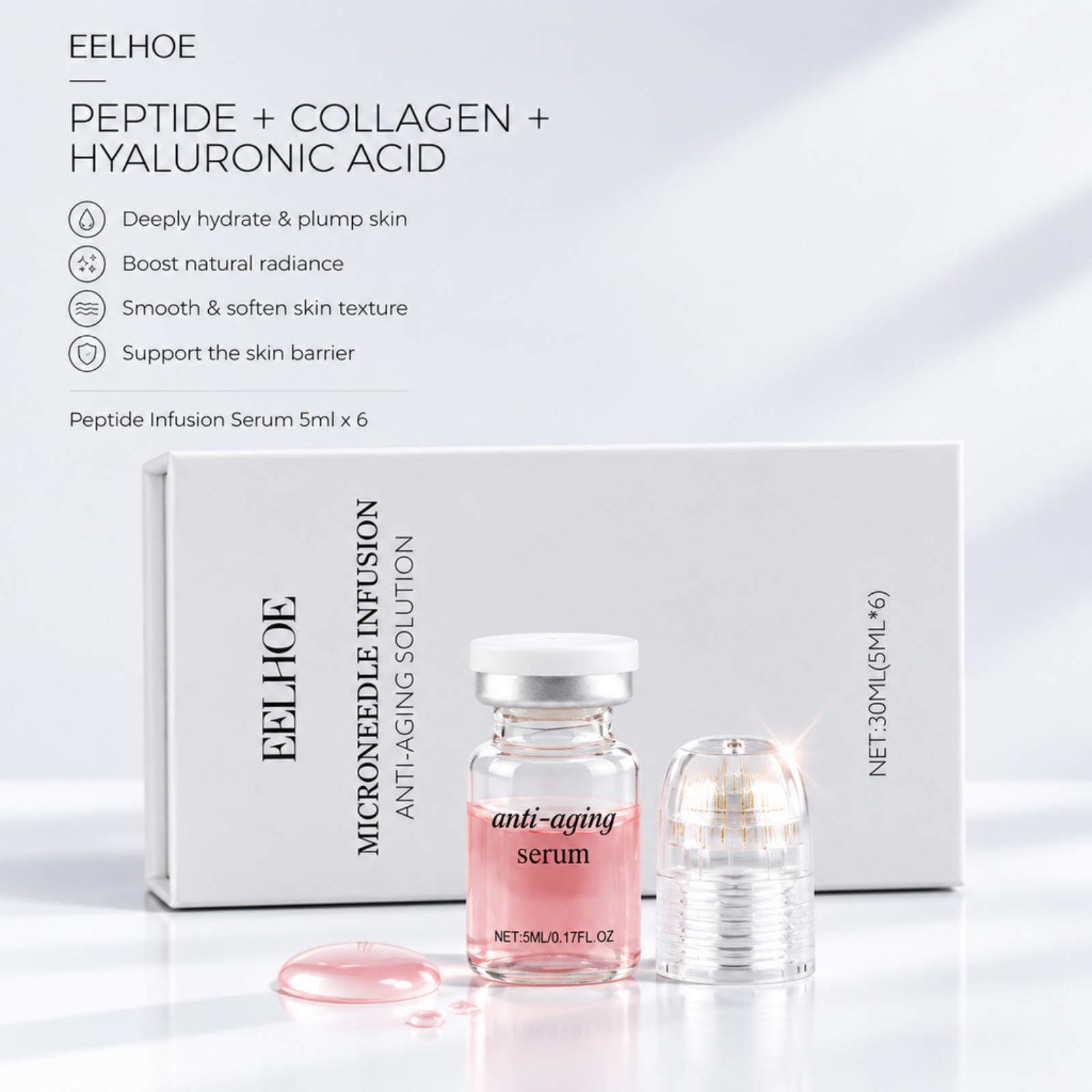 0.2mmマイクロニードル美容液キット 6本入り コラーゲン - Hyaluronic Acid Facial Serum のレビューと価格